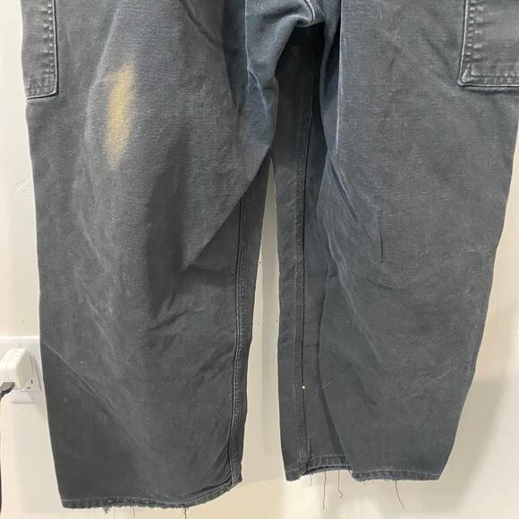 Carhartt Men's R01 Overalls Carpenter Workwear Black Flaw 48 Grunge Destroyed - Picture 6 of 10